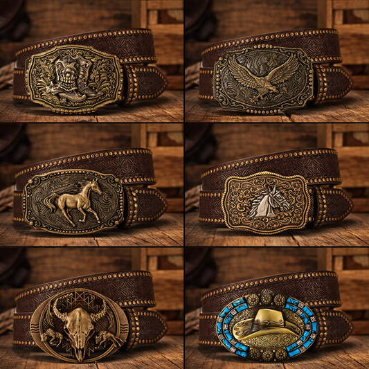 Handcrafted Western Belt Buckle Premium Metal Cowboy Buckle - Art Craft Zone