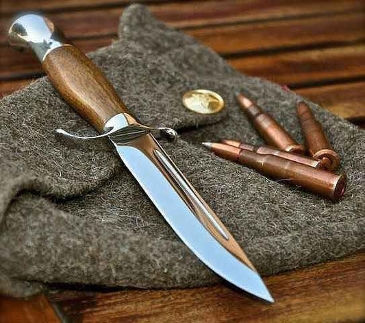 Handcrafted 9" High Polish Blade Hunting Western Cowboy Field Work Tool with Leather Sheath
