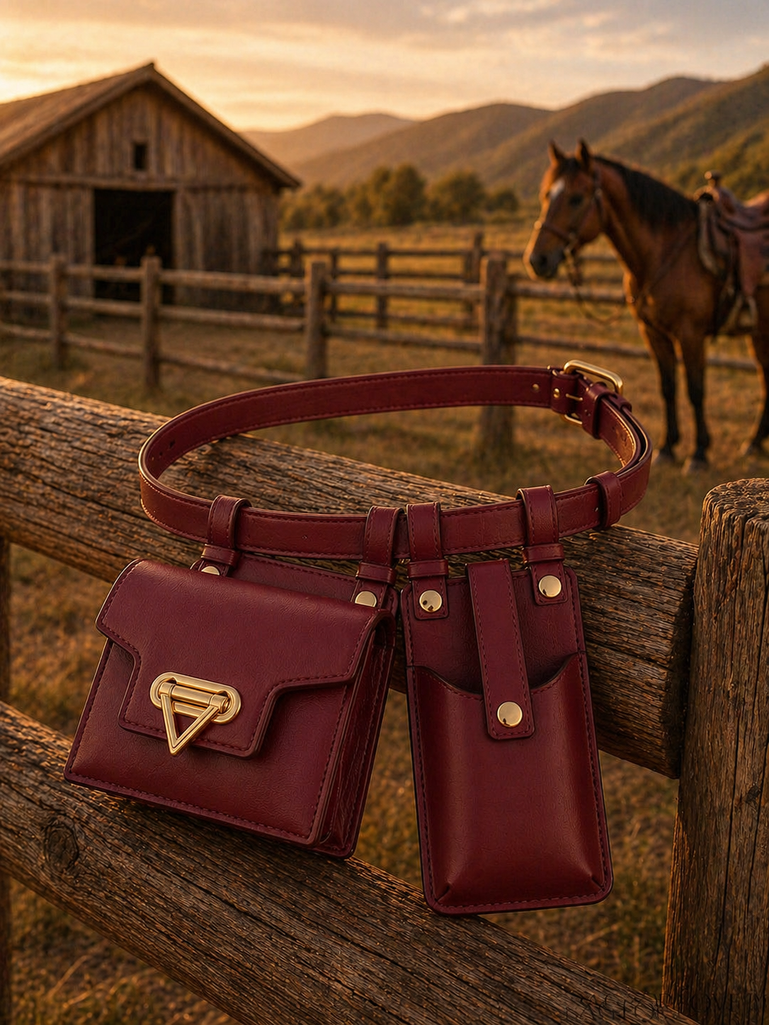 Women's Western Leather Belt Bag – Vintage Ranch Style Waist Pouch