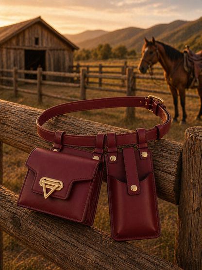 Women's Western Leather Belt Bag – Vintage Ranch Style Waist Pouch