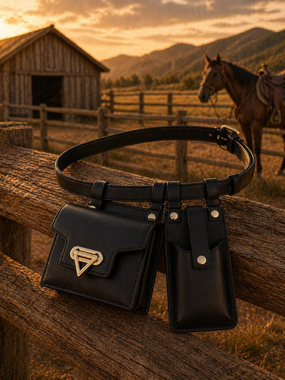 Women's Western Leather Belt Bag – Vintage Ranch Style Waist Pouch