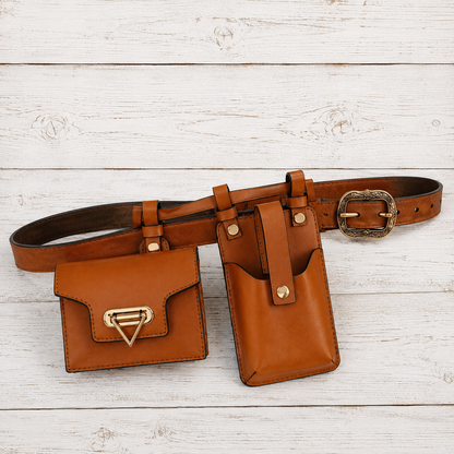 Women's Western Leather Belt Bag Vintage Ranch Style Waist Pouch