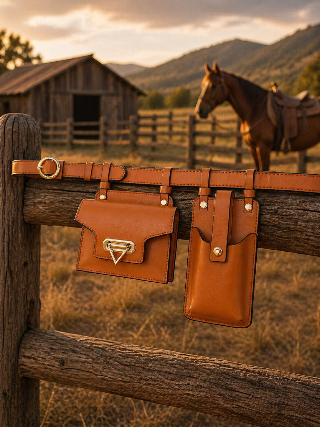 Women's Western Leather Belt Bag – Vintage Ranch Style Waist Pouch